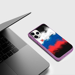 Чехол iPhone 11 Pro матовый Слово пацана краски триколор, цвет: 3D-фиолетовый — фото 2