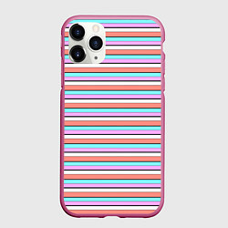 Чехол iPhone 11 Pro матовый Полосатый оранжевый