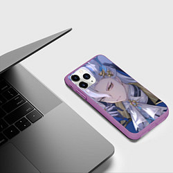 Чехол iPhone 11 Pro матовый Genshin Impact Neuvillette, цвет: 3D-фиолетовый — фото 2