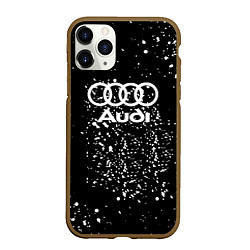 Чехол iPhone 11 Pro матовый Audi белая краска авто спорт, цвет: 3D-коричневый