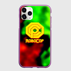 Чехол iPhone 11 Pro матовый Робот полицейский flame, цвет: 3D-фиолетовый