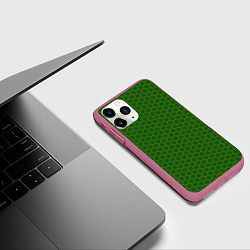 Чехол iPhone 11 Pro матовый Сетка из шестигранника, цвет: 3D-малиновый — фото 2