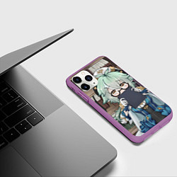 Чехол iPhone 11 Pro матовый Genshin Impact Сахароза, цвет: 3D-фиолетовый — фото 2