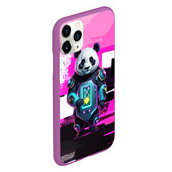 Чехол iPhone 11 Pro матовый Funny panda - cyberpunk, цвет: 3D-фиолетовый — фото 2