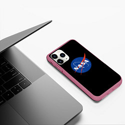 Чехол iPhone 11 Pro матовый NASA logo space, цвет: 3D-малиновый — фото 2