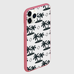 Чехол iPhone 11 Pro матовый Пальма и ромб, цвет: 3D-малиновый — фото 2