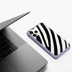Чехол iPhone 11 Pro матовый Зебра под дождем, цвет: 3D-светло-сиреневый — фото 2