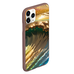 Чехол iPhone 11 Pro матовый Перламутровые блестящие волны радужных цветов, цвет: 3D-коричневый — фото 2