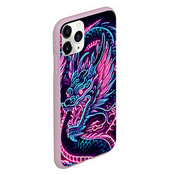 Чехол iPhone 11 Pro матовый Neon Japanese dragon - irezumi, цвет: 3D-розовый — фото 2