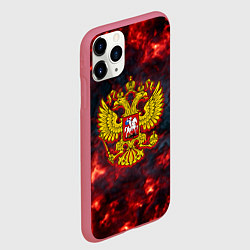 Чехол iPhone 11 Pro матовый Герб РФ лава огненный герб, цвет: 3D-малиновый — фото 2