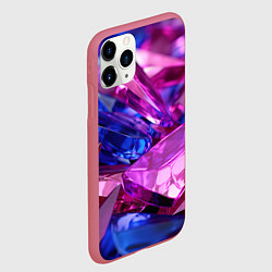 Чехол iPhone 11 Pro матовый Розовые и синие битые стекла, цвет: 3D-малиновый — фото 2