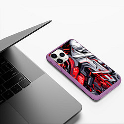 Чехол iPhone 11 Pro матовый Демонические кибер черепа, цвет: 3D-фиолетовый — фото 2