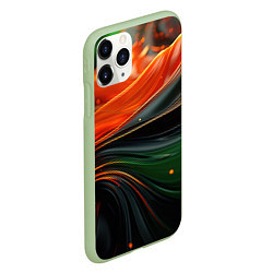 Чехол iPhone 11 Pro матовый Оранжевая и зеленый абстракция, цвет: 3D-салатовый — фото 2