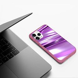 Чехол iPhone 11 Pro матовый Нежные фиолетовые полосы абстракта, цвет: 3D-малиновый — фото 2