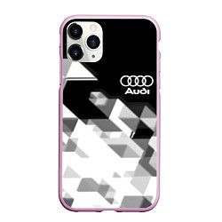 Чехол iPhone 11 Pro матовый AUDI geometry sport, цвет: 3D-розовый