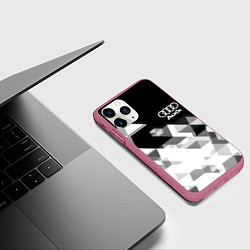 Чехол iPhone 11 Pro матовый AUDI geometry sport, цвет: 3D-малиновый — фото 2