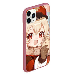 Чехол iPhone 11 Pro матовый Genshin Impact Кли cute Dodoko, цвет: 3D-малиновый — фото 2