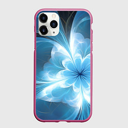 Чехол iPhone 11 Pro матовый Голубой фрактальный цветок
