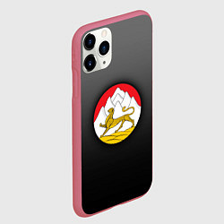 Чехол iPhone 11 Pro матовый Герб Осетии на темном фоне, цвет: 3D-малиновый — фото 2