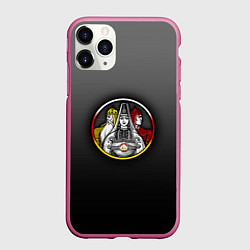Чехол iPhone 11 Pro матовый Осетины на темном фоне, цвет: 3D-малиновый
