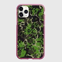 Чехол iPhone 11 Pro матовый Котячий камуфляж, цвет: 3D-малиновый