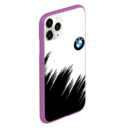 Чехол iPhone 11 Pro матовый BMW чёрные штрихи текстура, цвет: 3D-фиолетовый — фото 2