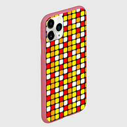 Чехол iPhone 11 Pro матовый Красные, жёлтые и белые квадраты, цвет: 3D-малиновый — фото 2