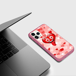 Чехол iPhone 11 Pro матовый Влюбленное сердечко, цвет: 3D-малиновый — фото 2