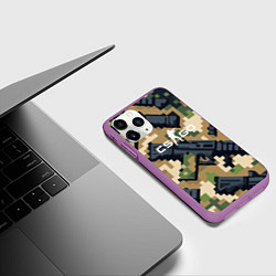 Чехол iPhone 11 Pro матовый Counter Strike - pixel military pattern, цвет: 3D-фиолетовый — фото 2