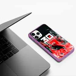 Чехол iPhone 11 Pro матовый Seconds to mars fire, цвет: 3D-фиолетовый — фото 2