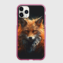 Чехол iPhone 11 Pro матовый Красавец лис, цвет: 3D-малиновый