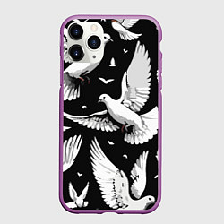 Чехол iPhone 11 Pro матовый Белый голубь мира, цвет: 3D-фиолетовый