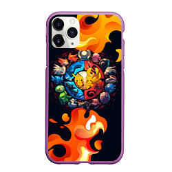 Чехол iPhone 11 Pro матовый Символы покемона, цвет: 3D-фиолетовый