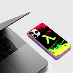 Чехол iPhone 11 Pro матовый Half life кислотное лого флейм, цвет: 3D-фиолетовый — фото 2