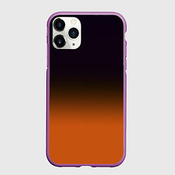 Чехол iPhone 11 Pro матовый Градиент от чёрного к оранжевому, цвет: 3D-фиолетовый