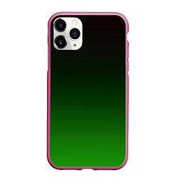 Чехол iPhone 11 Pro матовый Чёрно зелёный градиент, цвет: 3D-малиновый