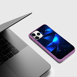 Чехол iPhone 11 Pro матовый Калейдоскоп из синих мелких осколок, цвет: 3D-фиолетовый — фото 2