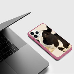 Чехол iPhone 11 Pro матовый Настоящая корова, цвет: 3D-малиновый — фото 2
