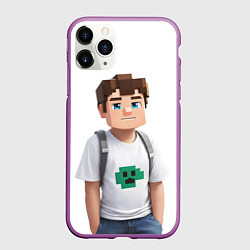 Чехол iPhone 11 Pro матовый Майнкрафт Стив парень Стив