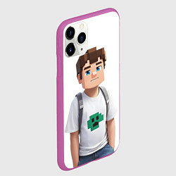 Чехол iPhone 11 Pro матовый Майнкрафт Стив парень Стив, цвет: 3D-фиолетовый — фото 2