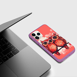 Чехол iPhone 11 Pro матовый Влюбленные совушки, цвет: 3D-фиолетовый — фото 2