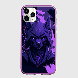 Чехол iPhone 11 Pro матовый Фиолетовый волк в доспехах