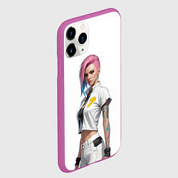 Чехол iPhone 11 Pro матовый Девушка в белом Cyberpunk 2077, цвет: 3D-фиолетовый — фото 2