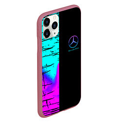 Чехол iPhone 11 Pro матовый Mercedes benz неон текстура, цвет: 3D-малиновый — фото 2