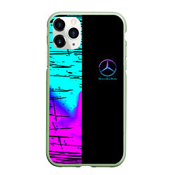 Чехол iPhone 11 Pro матовый Mercedes benz неон текстура, цвет: 3D-салатовый