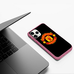 Чехол iPhone 11 Pro матовый Manchester United fc club, цвет: 3D-малиновый — фото 2