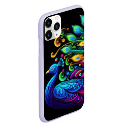 Чехол iPhone 11 Pro матовый Neon peacock - art, цвет: 3D-светло-сиреневый — фото 2