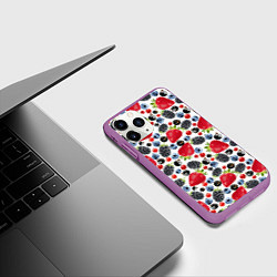 Чехол iPhone 11 Pro матовый Различные ягоды, цвет: 3D-фиолетовый — фото 2