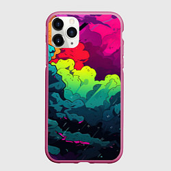Чехол iPhone 11 Pro матовый Кислотная яркая абстракция, цвет: 3D-малиновый