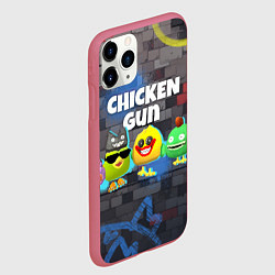 Чехол iPhone 11 Pro матовый Чикен Ган - граффити, цвет: 3D-малиновый — фото 2